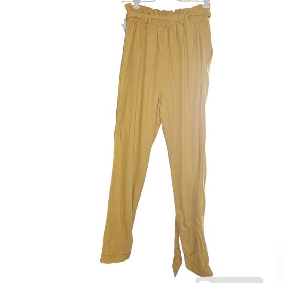 American Eagle Outfitters AEO Mustard Yellow Cotton Linen Blend Comfy Pants XS - Picture 3 of 8